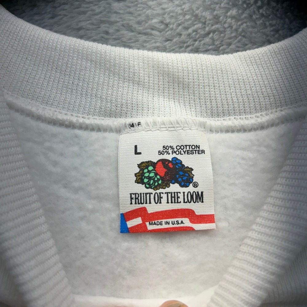 Vintage Fruit of the Loom Sweatshirt White Blank Crewneck USA Made Mens Large - Picture 3 of 9